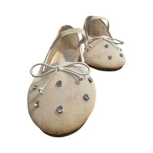 Chic Cream Flats with Rhinestone Details